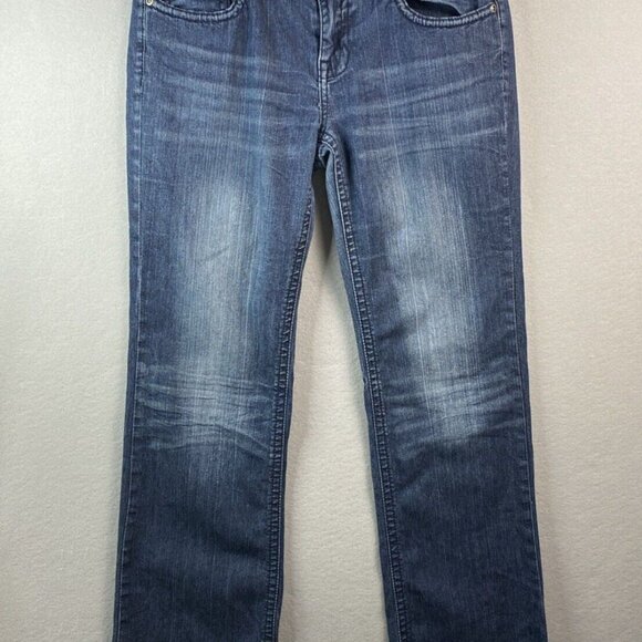 Vigold Boot Jeans Women's 7 Blue Cotton Blend Low Rise Dark 32 x 30 Flared Denim - Picture 1 of 13